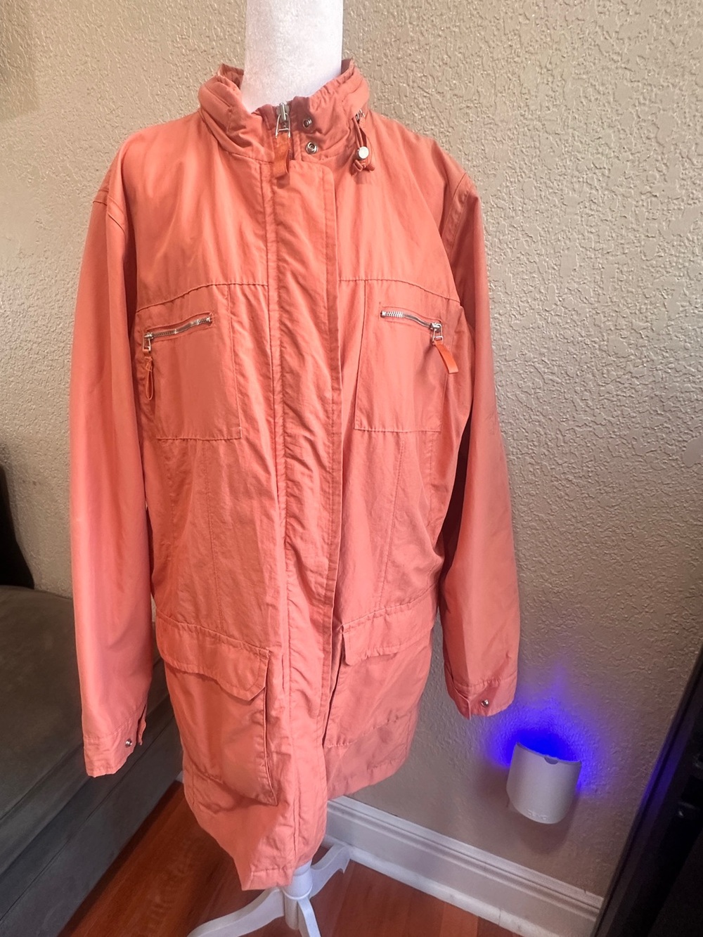 Cherokee Lightweight Coral Pink Women’s fall adjustable hood Jacket
